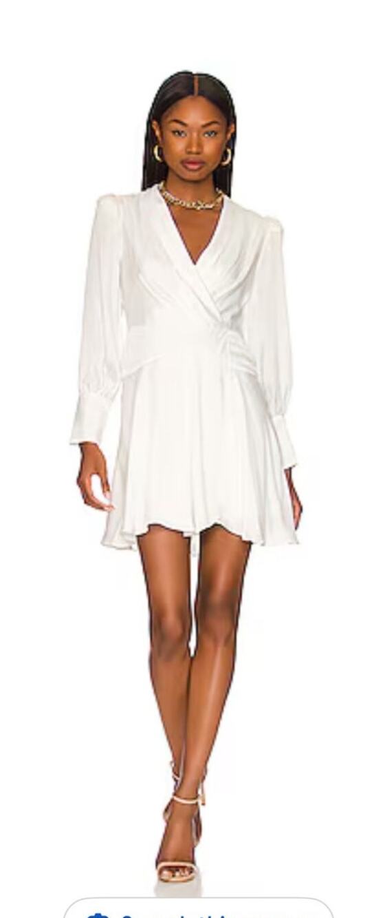 BCBGMAXAZRIA Womens White Satin Wrap Mini Dress | Size 14